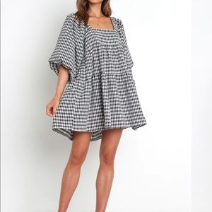 Petal and Pup Gingham Balloon Sleeve Mini Dress